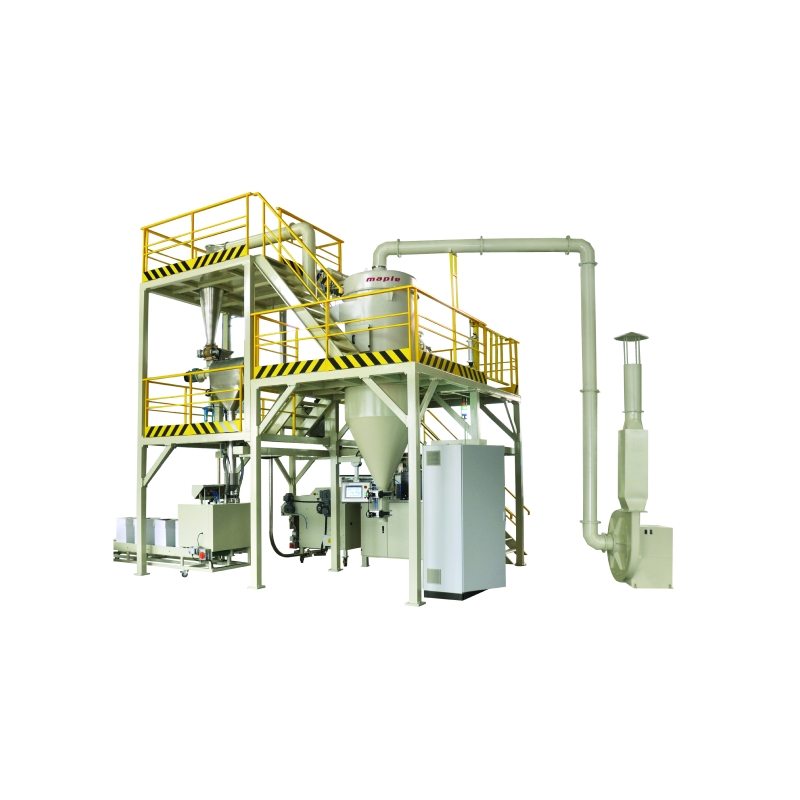 Modern industrial factory with powder processing equipment